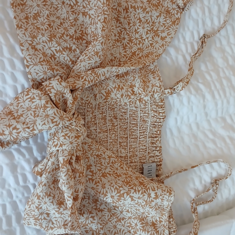 EIGHT PARIS  Crop Top in Cream and Brown